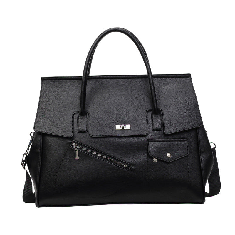 JOEY Large Faux Leather Multi-use Shoulder Tote Bag with a silver clasp