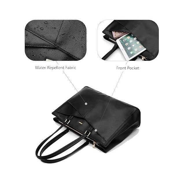 JULIA handbag with water repellent fabric and front pocket features 