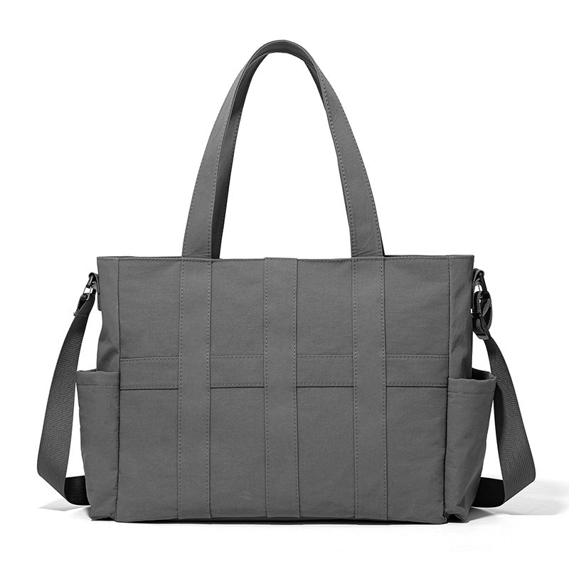 MORGAN - gray nylon large tote bag with shoulder and cross-body strap 