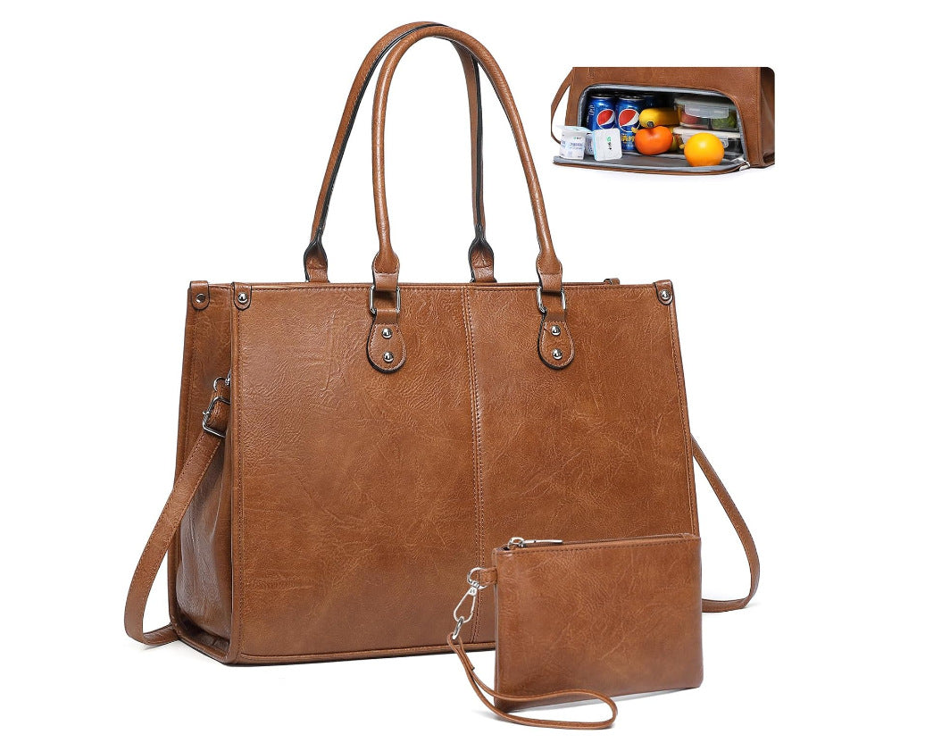 MICHELLE Large Tote Leather Shoulder Bag with Matching Wallet Bloomyin