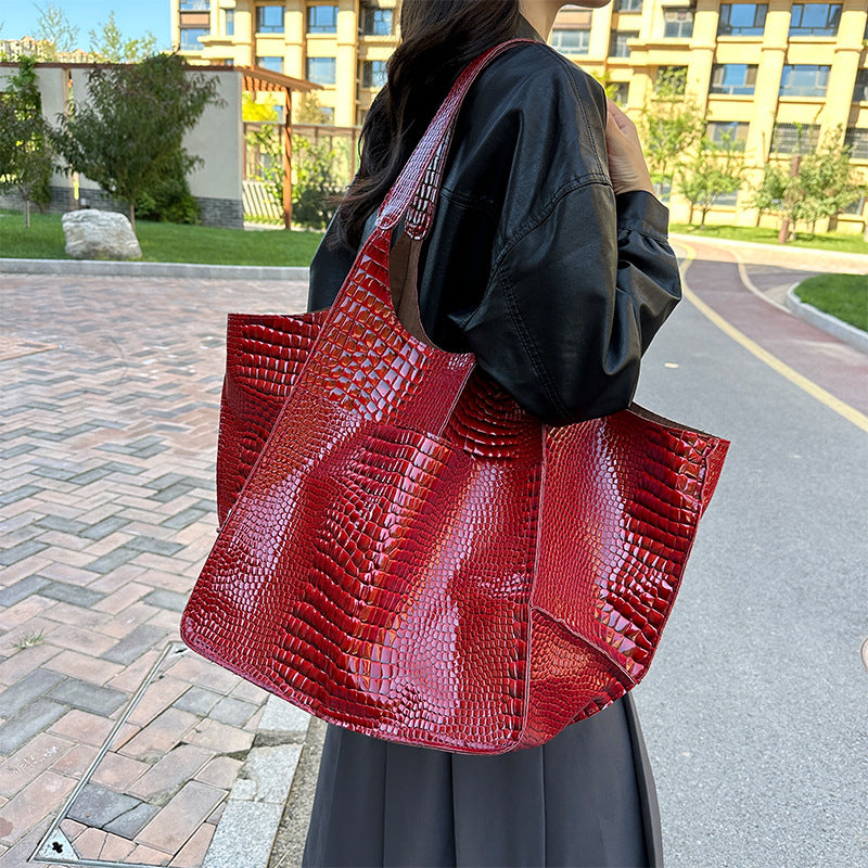 MELISSA Large Soft Leather Tote – Casual Patterned Shoulder Bag (7 Styles) Bloomyin