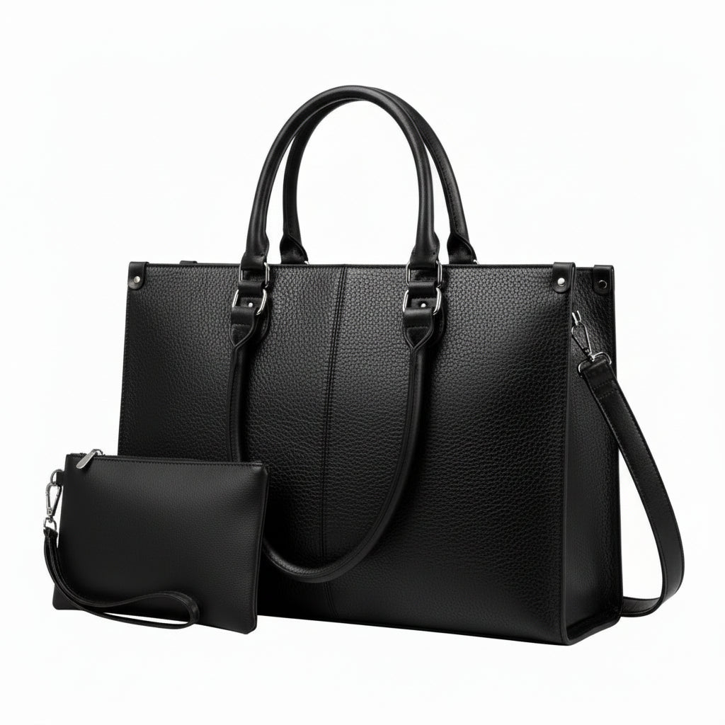 MICHELLE Large Tote Leather Shoulder Bag with Matching Wallet Bloomyin