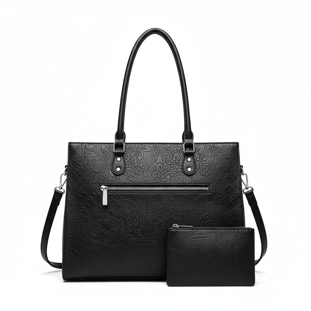 MICHELLE Large Tote Leather Shoulder Bag with Matching Wallet Bloomyin