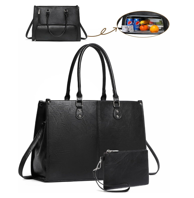 MICHELLE Large Tote Leather Shoulder Bag with Matching Wallet Bloomyin